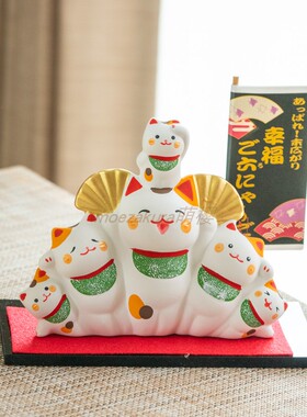 日本龙虎作陶土摆件招福结婚送礼