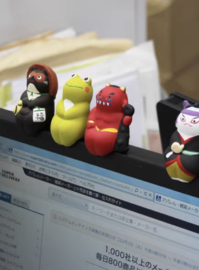 3月特惠 日本京都龙虎作素陶土可爱兔子猫狸猫 车载办公室装饰摆