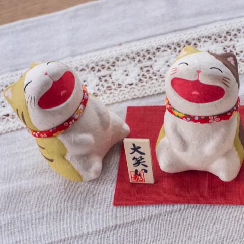 日本京都手工和纸龙虎作 招财招福大笑猫办公室车载摆设生日礼物 - 图2