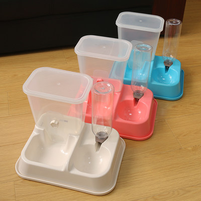 猫咪猫碗小型犬用双碗自动喂食器狗碗自动饮水器宠物组合狗猫食盆 虎窝淘