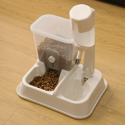 猫咪猫碗小型犬用双碗自动喂食器狗碗自动饮水器宠物组合狗猫食盆 虎窝淘