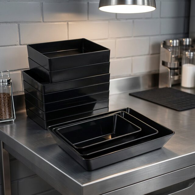 Black melamine plate square cooked food display braised dish