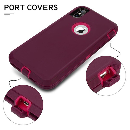 欧美三防手机壳适用苹果XSMAX全包防摔iPhoneXR硅胶硬壳三合一xs软胶外壳xr磨砂防滑胶套iX盔甲壳简约纯色 - 图0