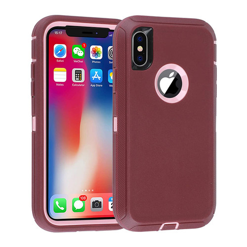 欧美三防手机壳适用苹果XSMAX全包防摔iPhoneXR硅胶硬壳三合一xs软胶外壳xr磨砂防滑胶套iX盔甲壳简约纯色 - 图3