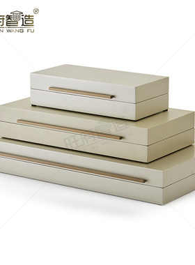 轻奢风样板间金属托盘装饰摆件