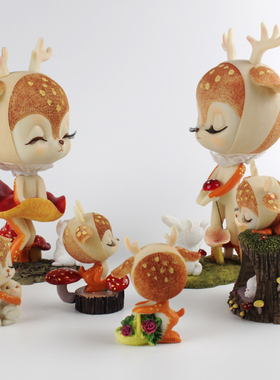 梦鹿娃娃可爱风桌面摆件家居装饰