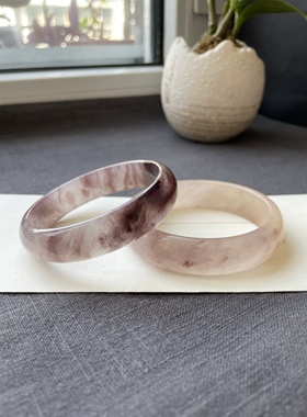 紫罗兰冰底个性女金丝玉手镯天然