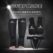 Silver Bloom Karate Guard with three sets of gloves Gloves Protective Leg Plate Protection Crotch Taekwondo Protector with legs Back guard