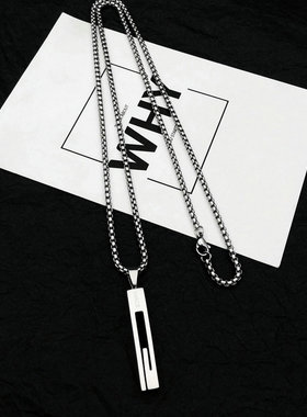 港风简约设计钛钢小长条项链