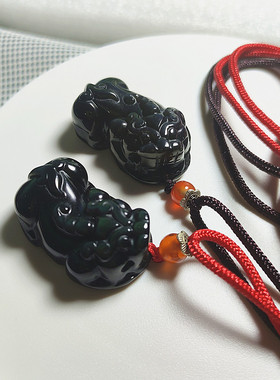 黑曜石招财霸王貔貅吊坠男女皮丘