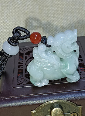 天然正品翡翠麒麟吊坠货玉石翡翠