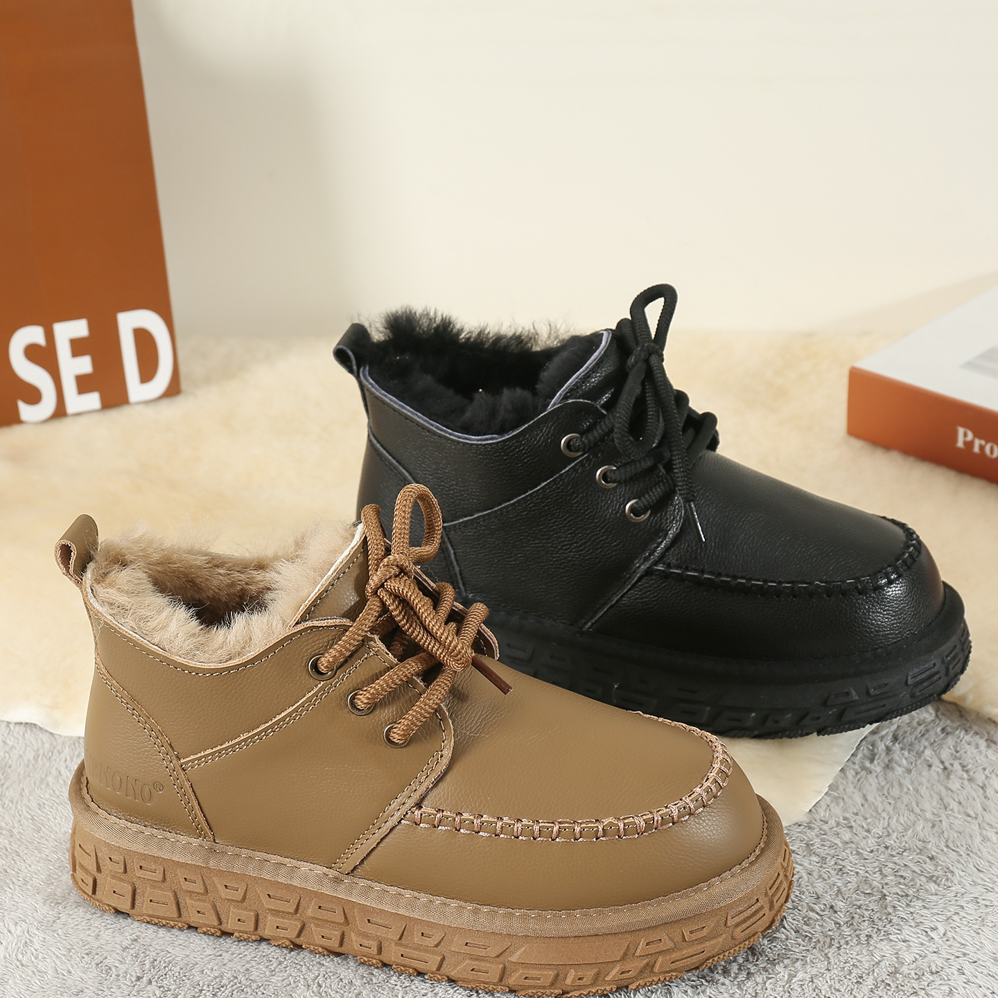雪地靴女2025新款情侣款羊毛短靴皮毛一体防水防滑保暖棉鞋大码 - 图3