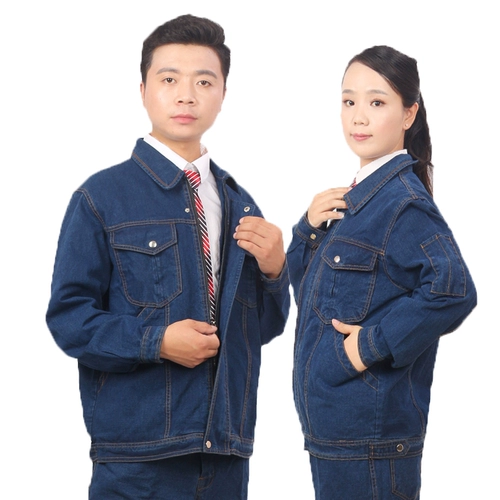 Демисезонный хлопковый джинсовый износостойкий комбинезон, свободный крой