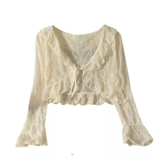 ເສື້ອຢືດສັ້ນ shawl blouse