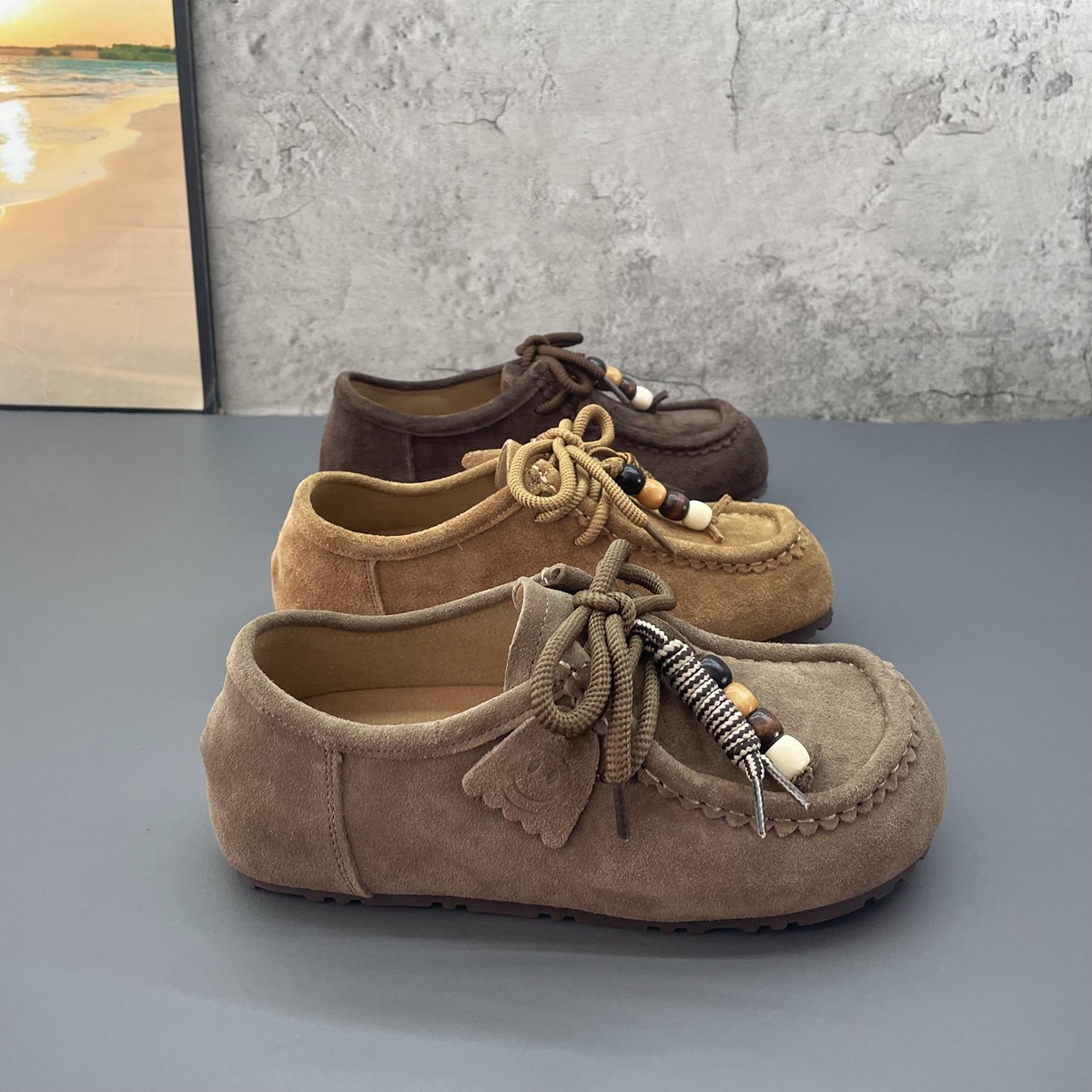 2025撤柜断码秋季新款真皮串珠复古深口牛反绒内增高勃肯鞋女单鞋,淘宝优惠券,粉丝福利购,淘宝优惠卷