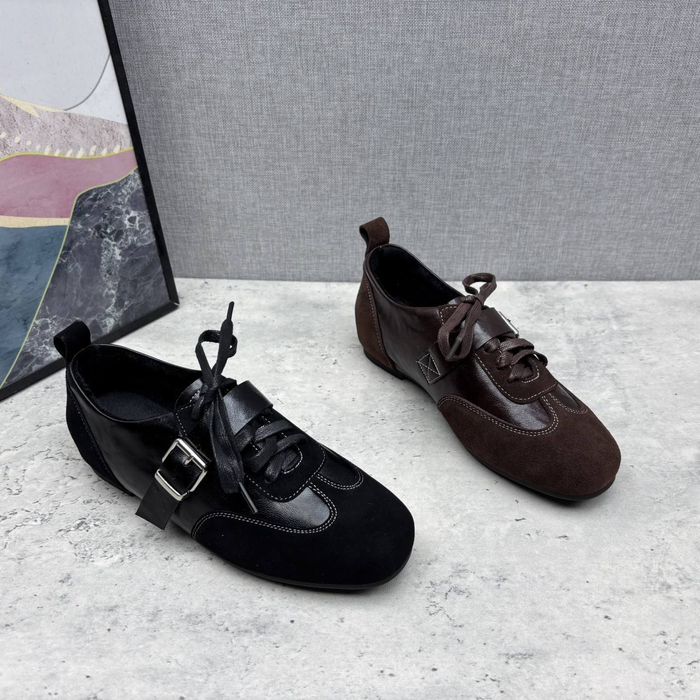 工厂撤柜处理2025秋冬季新款真皮圆头系带加绒深口德训鞋羊皮女鞋,淘宝优惠券,粉丝福利购,淘宝优惠卷