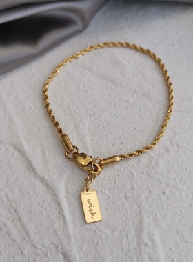 定制款不褪色镀18k真金麻花手链