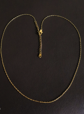 非常百搭金链子金色扁十字链项链