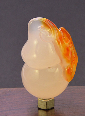 天然玛瑙俏色雕吉祥如意招财葫芦挂坠男女吊坠迷你手把钥匙扣挂饰