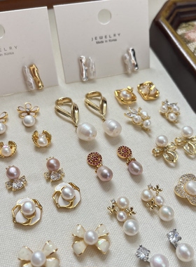 天然淡水珍珠S925银针铜镀金高保色精致日常通勤耳钉耳环女耳饰品