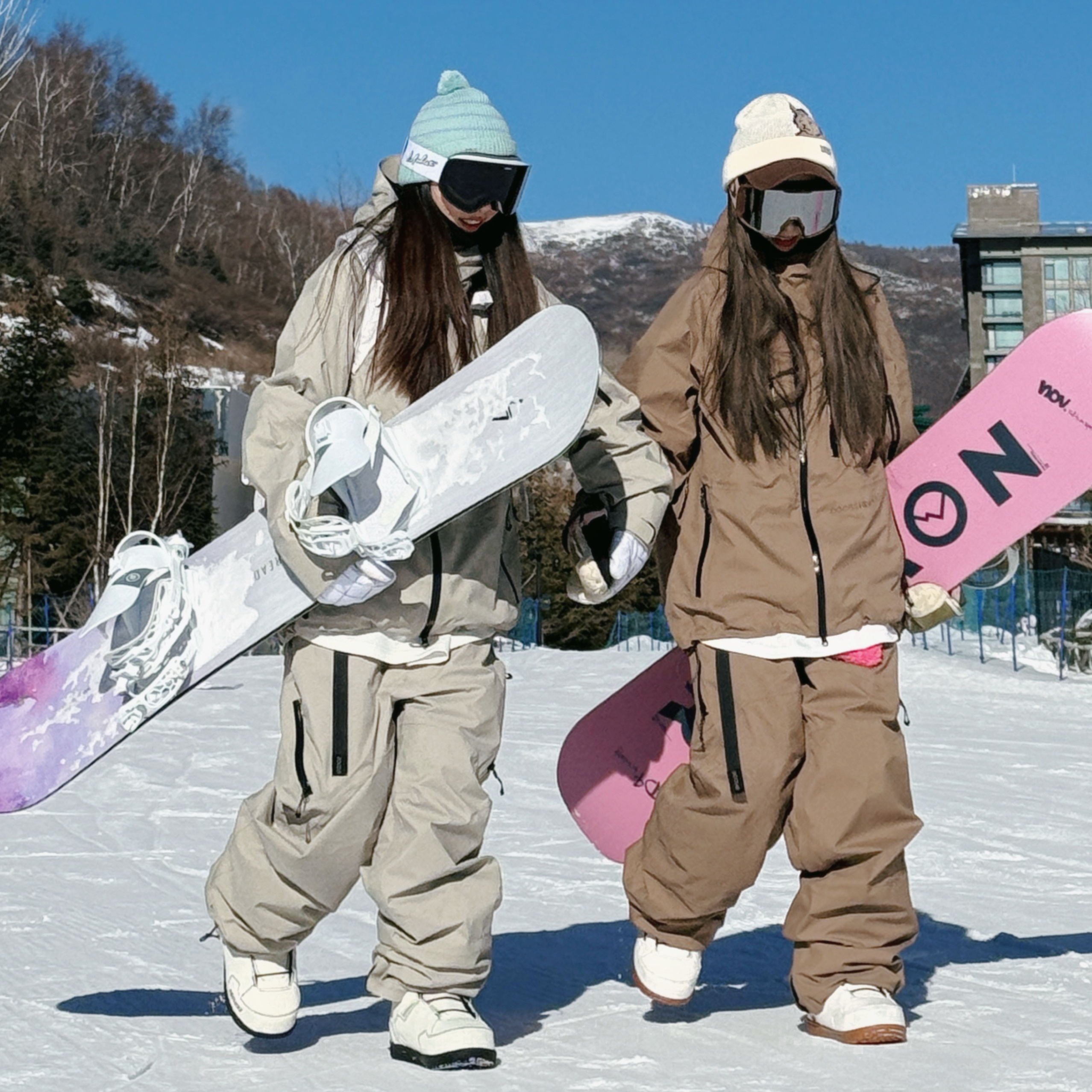 DOCESHEN全压胶3L防水防风加棉加厚连帽滑雪服套装单板双板 - 图1