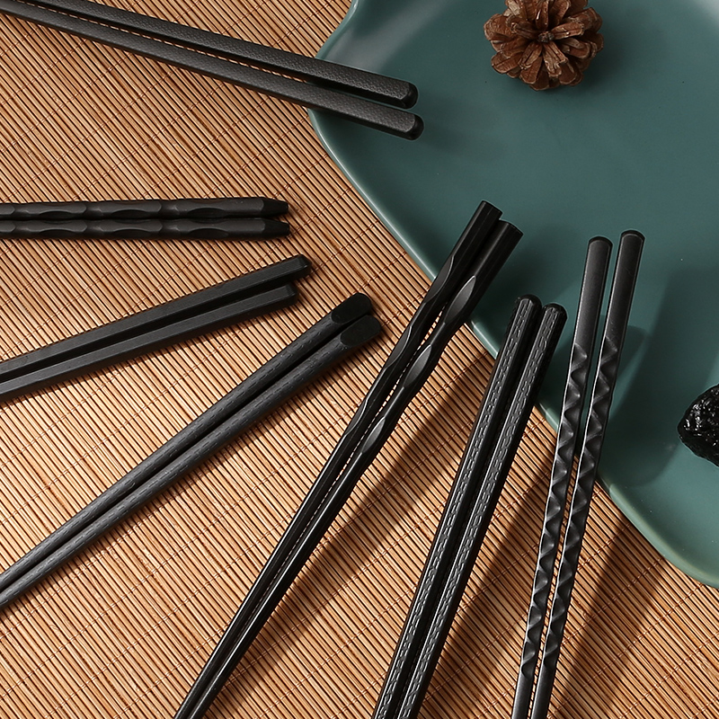 润天下合金筷家用10双装高档耐高温防霉酒店餐厅日式料理尖头筷子