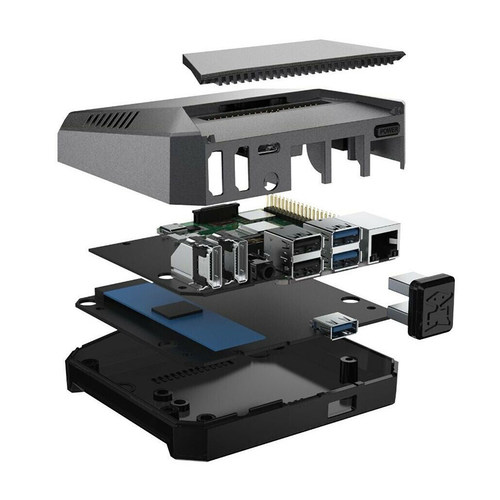 树莓派4B Argon ONE金属铝外壳M2 SATA NVMe SSD硬盘扩展温控风扇 - 图2