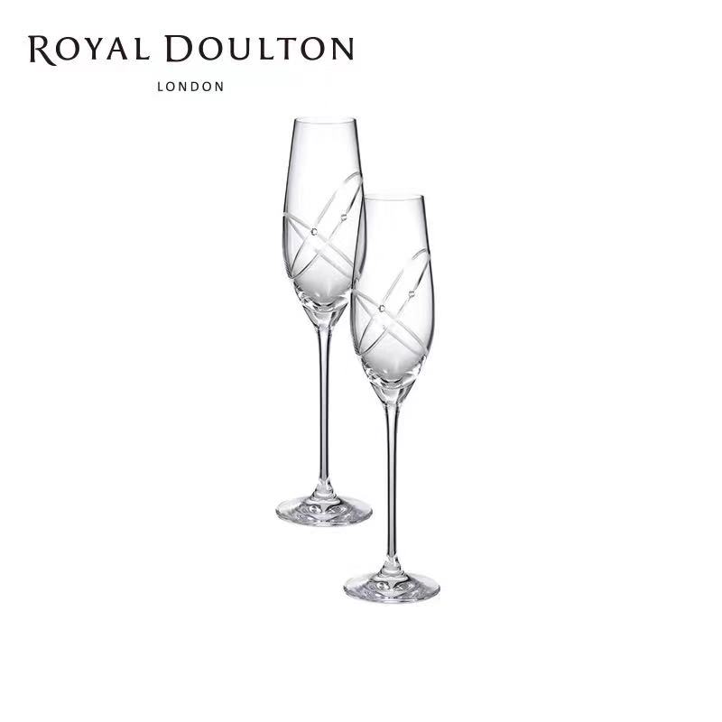 现货RoyalDoulton皇家道尔顿约定系列酒杯水晶玻璃香槟杯结婚礼盒 - 图0