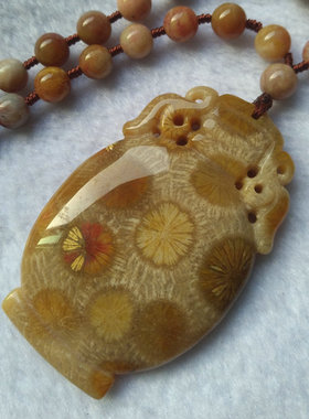 男女款天然珊瑚玉大花吊坠