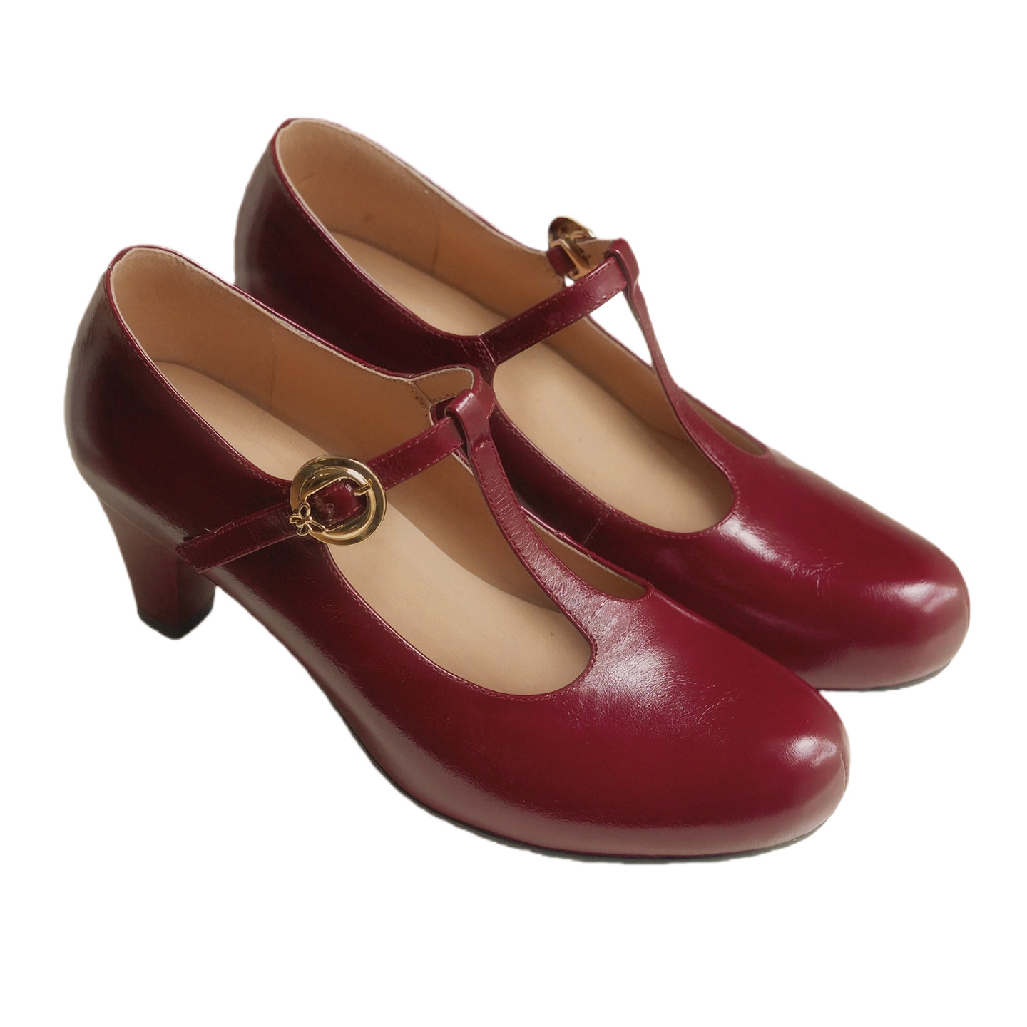 奈里法式优雅摩登口红高级牛皮质感中古40红色高跟鞋一字带玛丽珍,淘宝优惠券,粉丝福利购,淘宝优惠卷