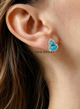 AnnieJewelry镶钻松石葫芦耳钉