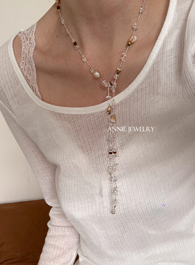 AnnieJewelry白水晶贝壳长项链
