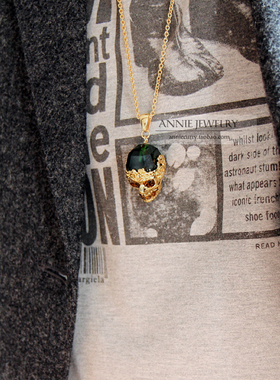 AnnieJewelry骷髅吊坠毛衣链