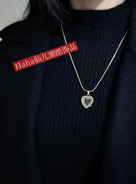 可打开透明玻璃心形项链男女百搭