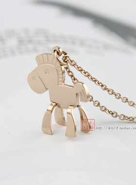 小木马项链钛钢女锁骨链甜美时尚