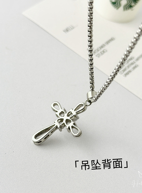 不掉色钛钢简约镶钻小十字架吊坠项链女个性轻奢百搭设计感锁骨链