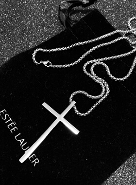 大十字架钛钢项链男简约百搭饰品