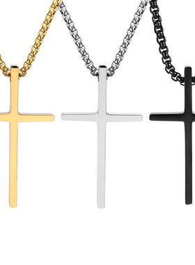 十字架钛钢男士项链百搭不掉色