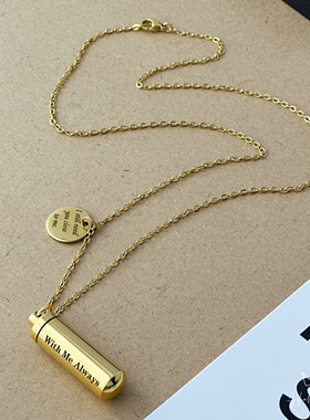 黑色圆柱吊坠纪念宠物亲人毛发骨灰项链男女可打开香水瓶朱砂饰品