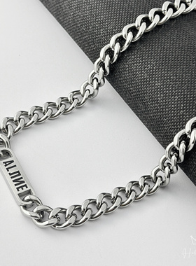 潮男配饰一字钛钢项链男锁骨链高级感嘻哈古巴链不掉色送男友礼物