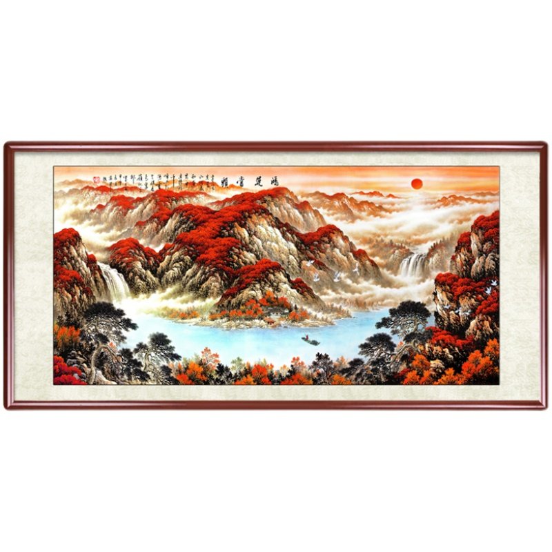 鸿运当头国画山水画客厅沙发背景墙挂画办公室装饰画字画中国风,淘宝优惠券,粉丝福利购,淘宝优惠卷