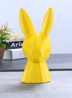 陶瓷多边菱形立体感线条美吉祥兔