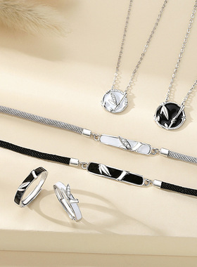 原创新款竹节情侣戒指森系文艺风925纯银对戒小众设计情人节礼物