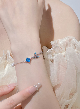 原创鱼尾手链女925银夏季韩版小清新甜美微镶珍珠手串网红ins手饰