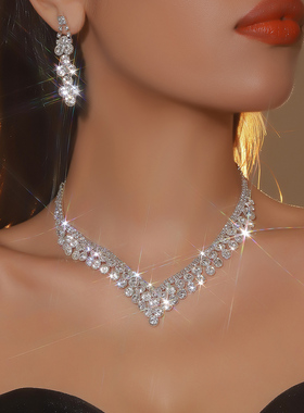 设计感奢华全铜镶水钻项链气质女