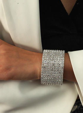 韩版锆石多排串珠水钻螺旋饰品