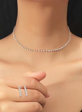 时尚简约项链耳钉欧美风新娘款