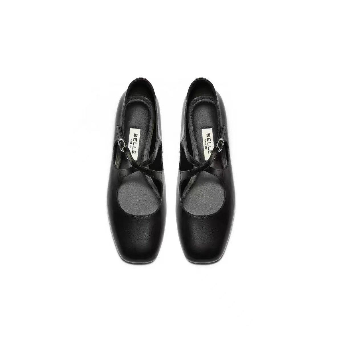 专柜正品百丽玛丽珍鞋浅口2026春款真皮交叉带单鞋女H8009AQ6,淘宝优惠券,粉丝福利购,淘宝优惠卷