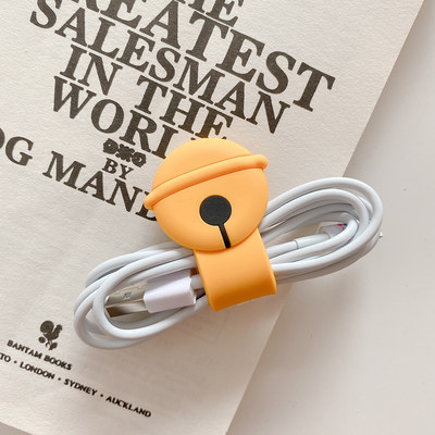 耳机收纳扣绕线器数据线可爱鱼骨带集线神器发夹式缠线器创意卡通充电线iphone整理理线器韩国防缠绕手机平板 虎窝淘