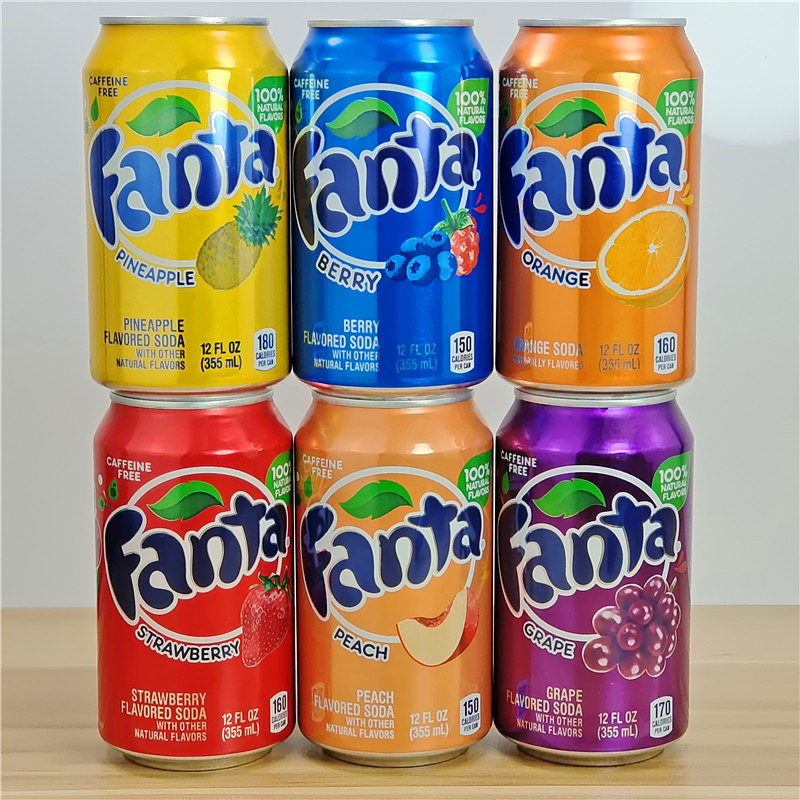 美国进口易拉听装芬达果味苏打汽水饮品碳酸饮料可混装FANTA SODA